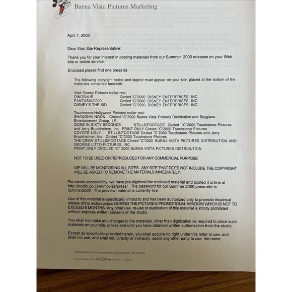 Walt Disney Preview Movie Folder Of “Dinosaur “ , With 14 View Slides Rare - Picture 8 of 8